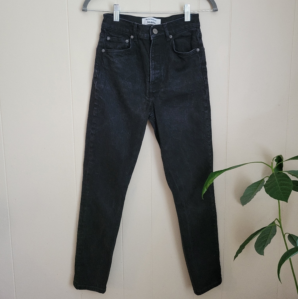 Reformation Serena Washed Black Skinny Jeans